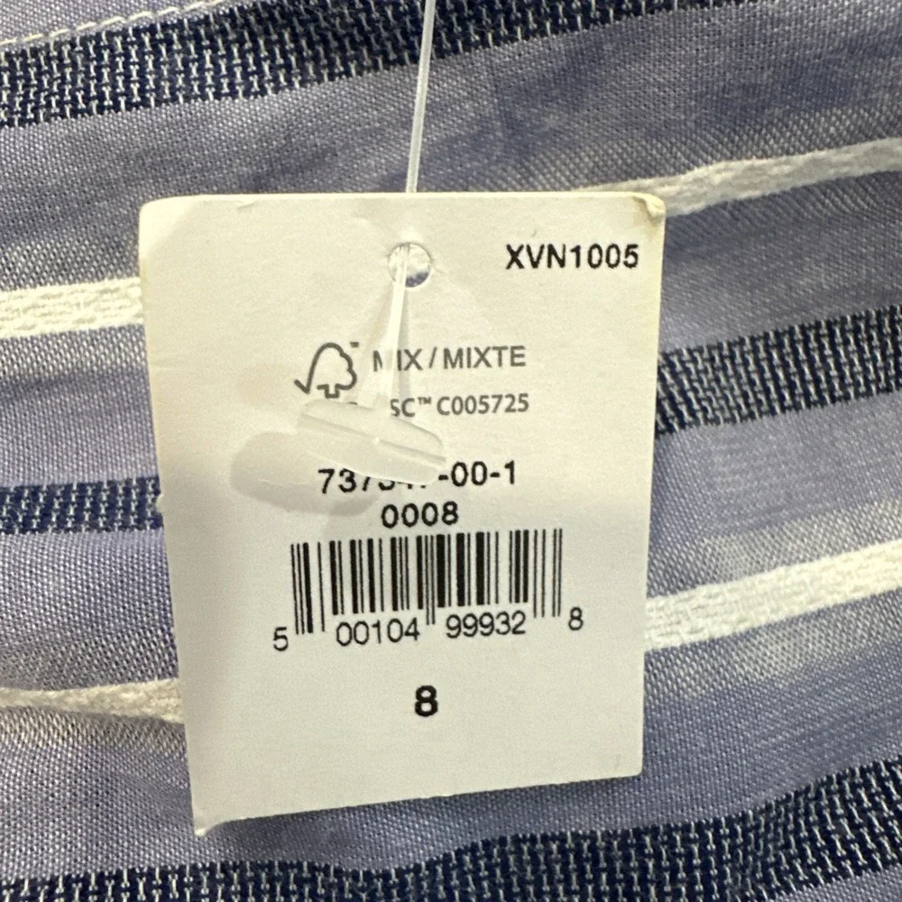 Banana Republic Womens Size 8 Blue‎ Striped Shirred Puff Sleeve Crop Blouse NWT